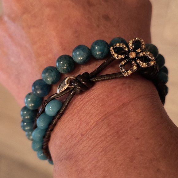 Fossil turquoise leather bracelet - Picture 1 of 2